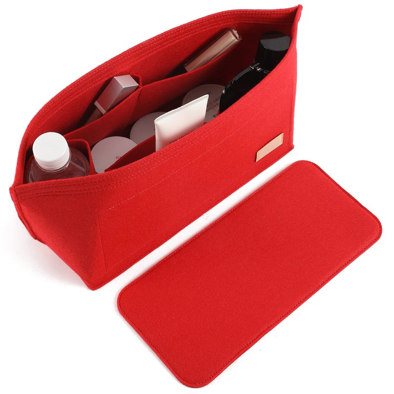 Doxo Purse Organizer Insert Handbag & Tote Felt Bag Fits L Neverfull GM & Base Shaper 2pc Set (X-Large, Red-Combination) - Image 1